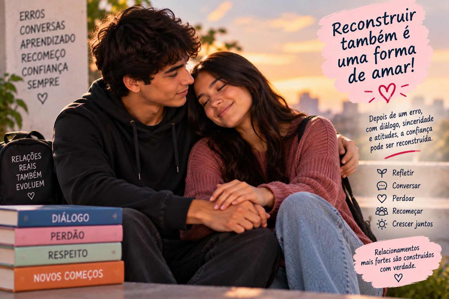 Casal refletindo sobre reconstrução da confiança